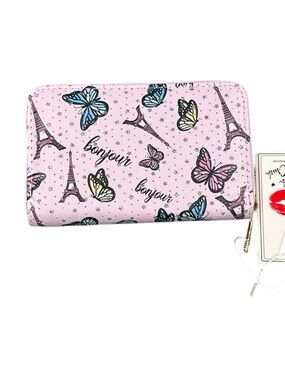 Bonjour Butterfly Zip Wallet - Pink Purple Lavender